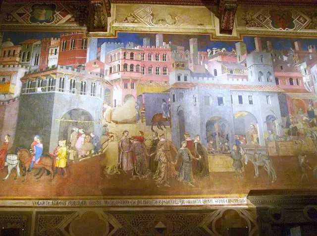 The effects of good government depicted by Ambrogio Lorenzetti in Siena