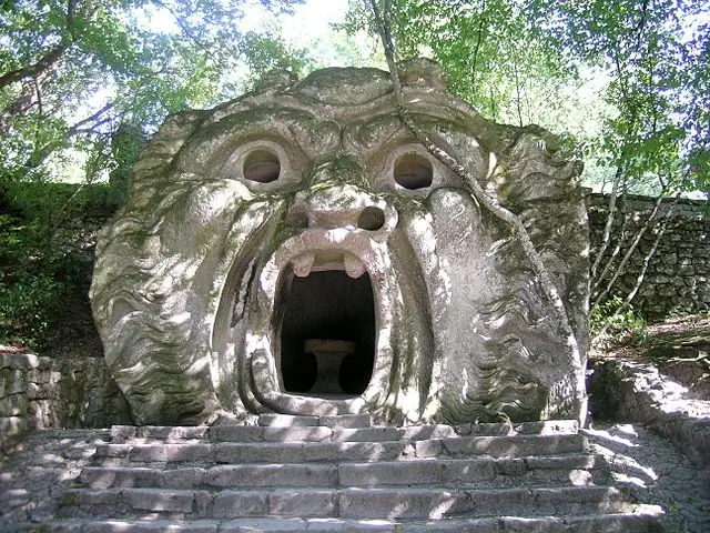 The face of the ogre at the Bomarzo Monster Park.