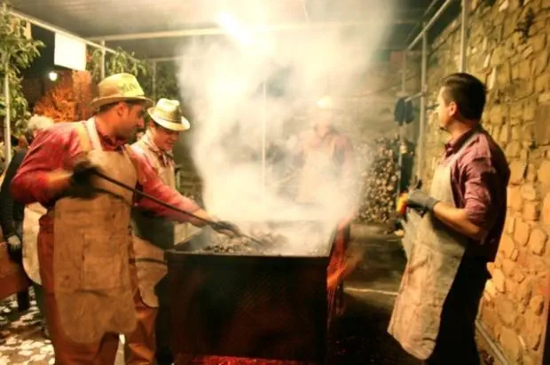 Roasting chestnuts at the Preggio Festa di Castagna
