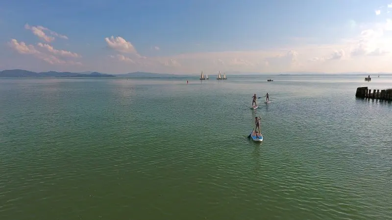 Paddle boarding on Lake Trasimeno, Umbria