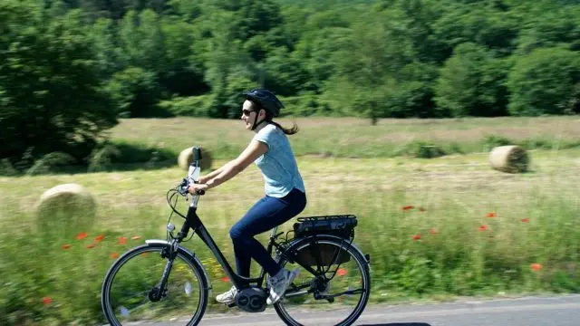 Riding an electric bike through the Niccone Valley