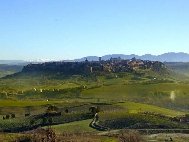 The town of Orvieto in Umbria seen from a distance