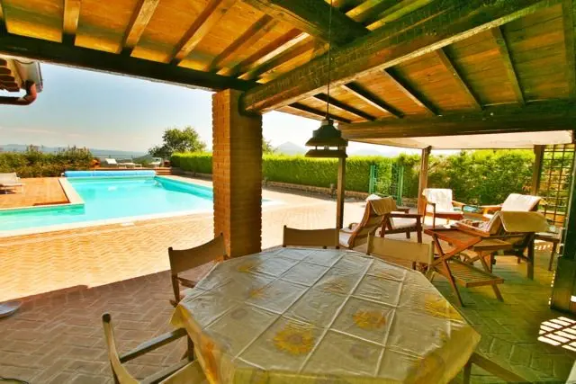 Pool-side At Casa Riozzo, Holiday Villa On The Tuscany Umbria Border, Italy.