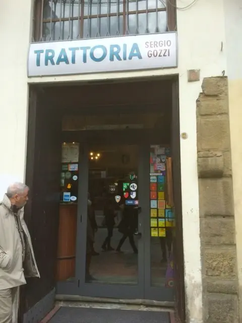 The entrance to Trattoria Gozzi in San Lorenzo, Florence