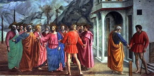 The Tribute Money, a fresco by Massaccio in the Brancacci Chapel, Florence