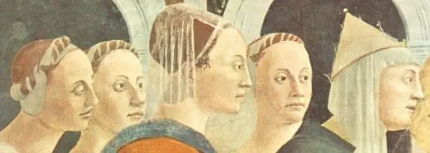 A detail from the Proof of The Cross by Piero della Francesca showing the same faces