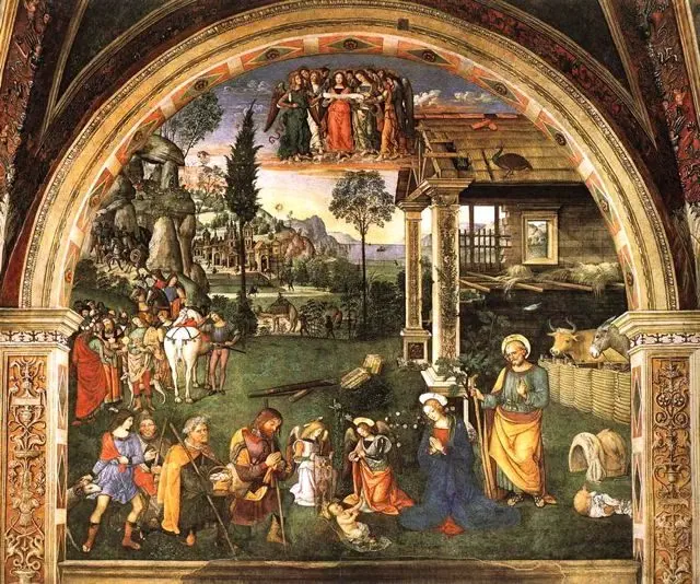 A scene from the Baglioni chapel in Spello, Umbria