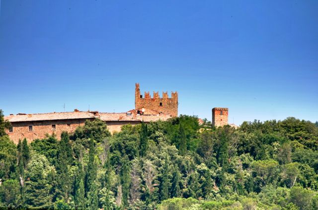 Sorbello Castle with distinctive Ghibelline fish tail castellations